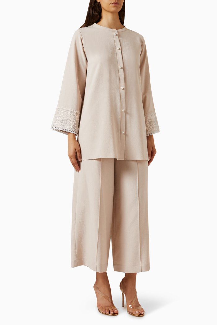

2-piece Top & Pants Set in Cotton-linen, Pink