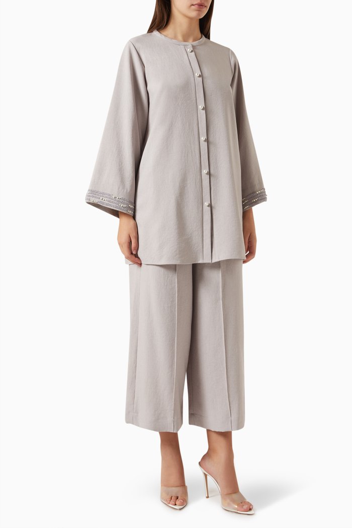 

2-piece Top & Pants Set in Cotton-linen, Purple