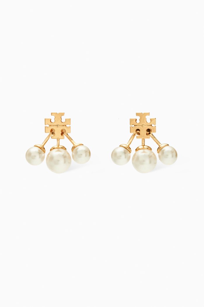 

Kira Pearl Front-back Earrings in 18kt Gold-plated Brass