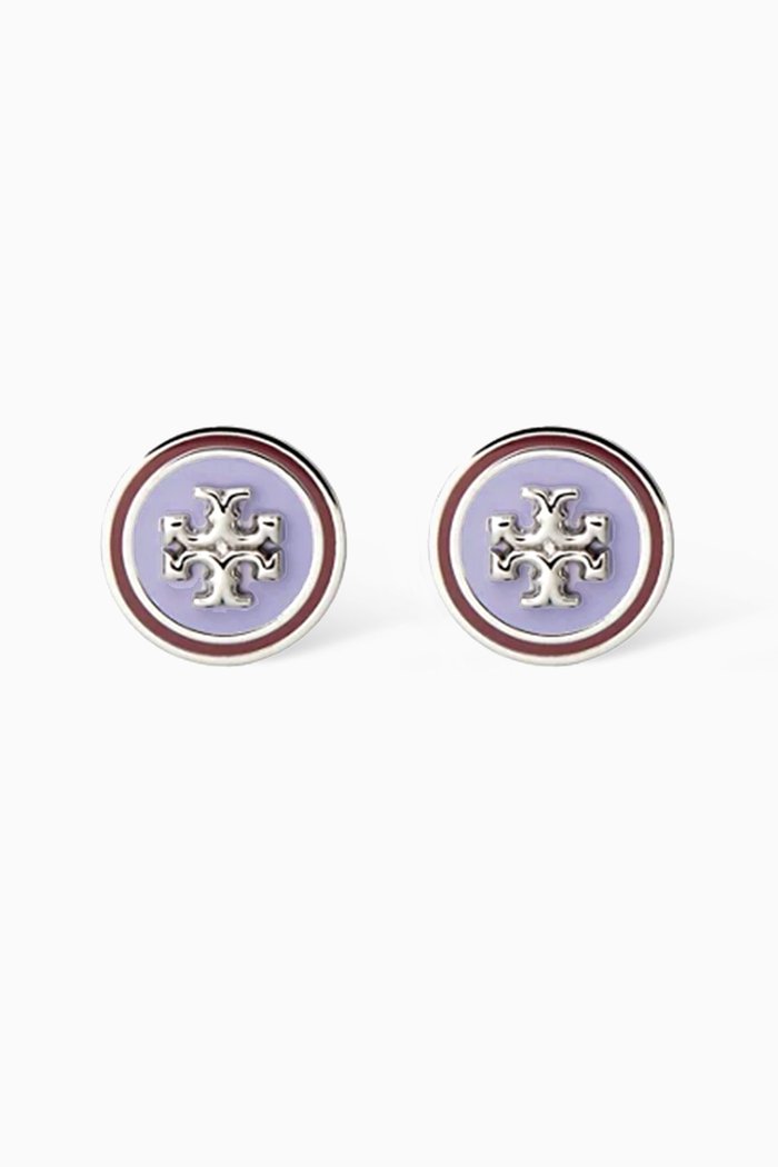

Kira Circle-stud Earrings in 18kt Gold-plated Brass & Enamel, Silver