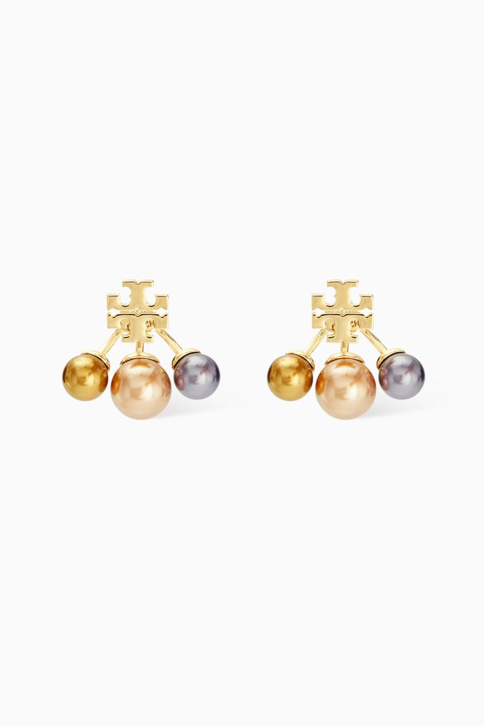 

Kira Pearl Front-back Earrings in 18kt Gold-plated Brass