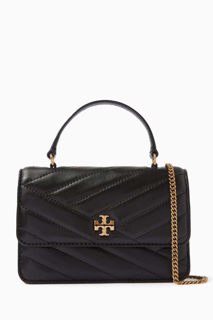

Mini Kira Chevron Top Handle Bag in Nappa Leather, Black