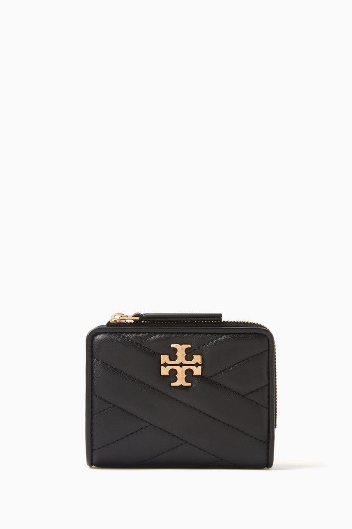 

Kira Chevron Bi-fold Wallet in Nappa Leather, Black