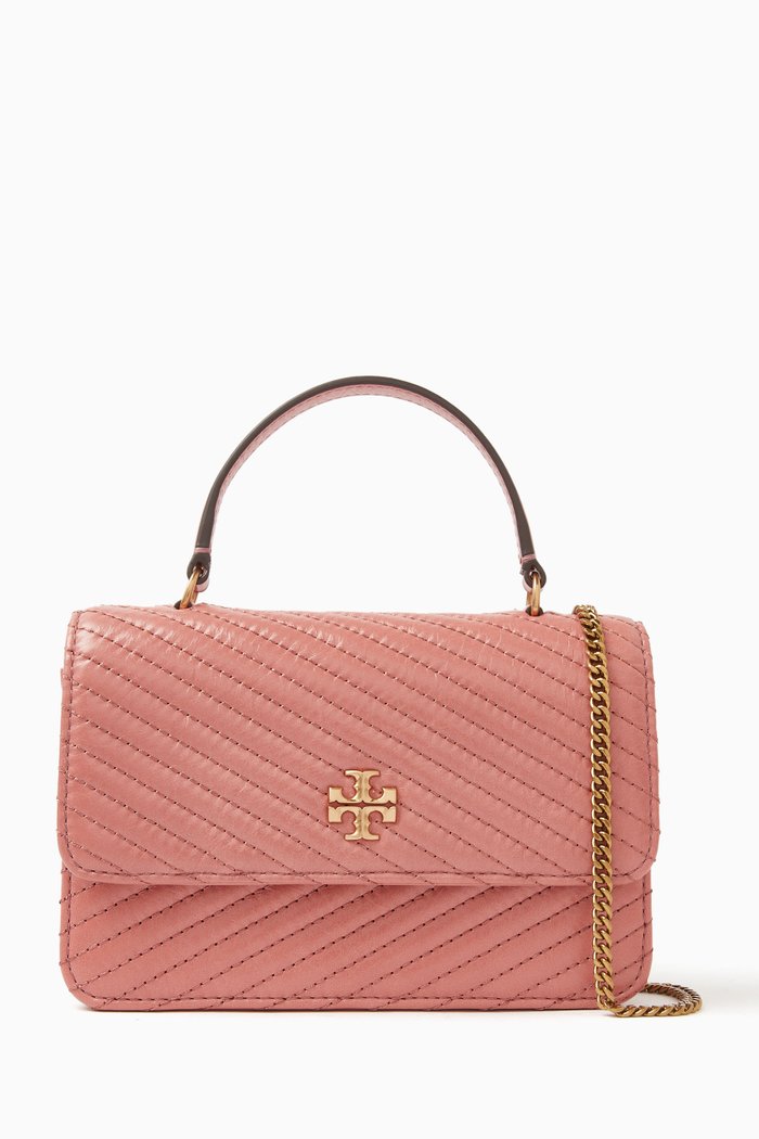 

Mini Kira Moto Quilt Top-handle Chain Wallet in Soft Leather, Pink