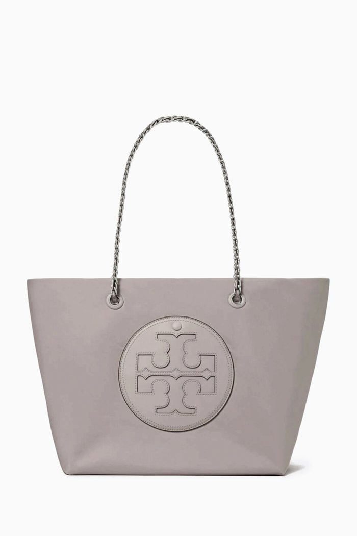 

Ella Chain Tote Bag in Recycled Nylon, Grey