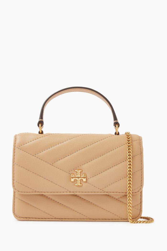 

Mini Kira Chevron Top Handle Bag in Napa Leather, Black