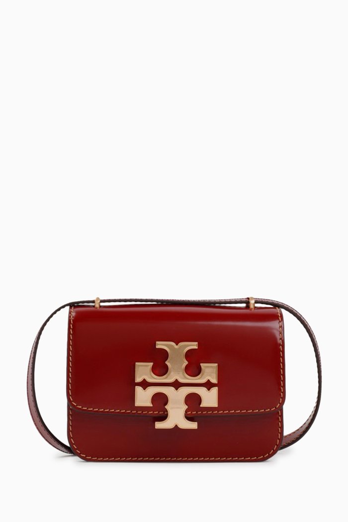 

Small Eleanor Shoulder Bag in Glossy Spazzolato Leather, Red