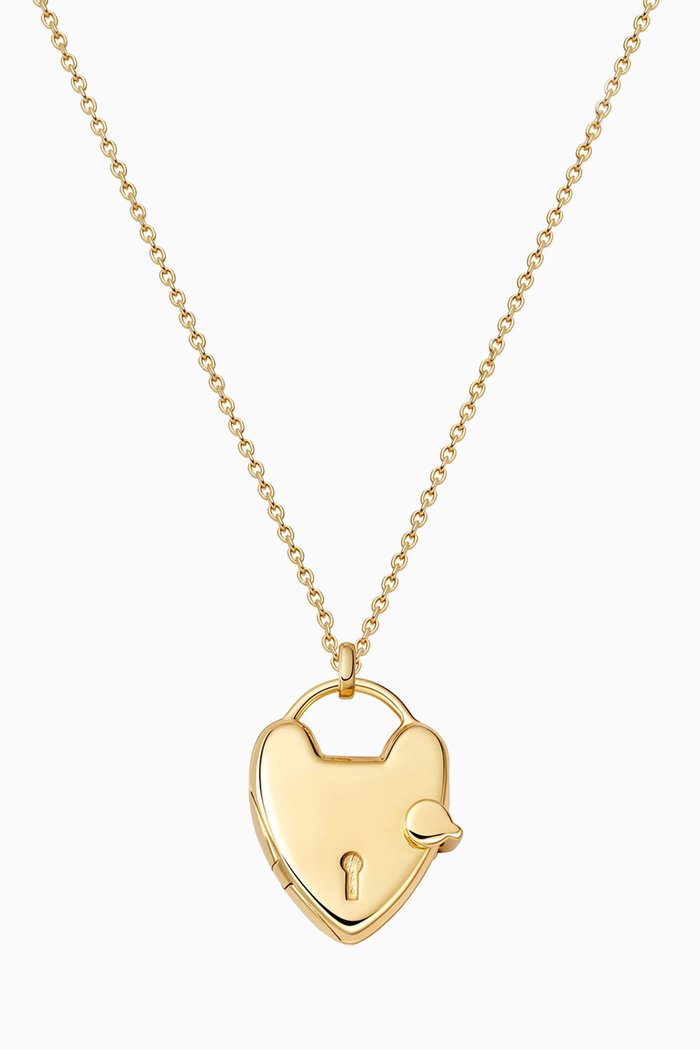 

Gold Biography Heart Locket Necklace in 18kt Gold Vermeil