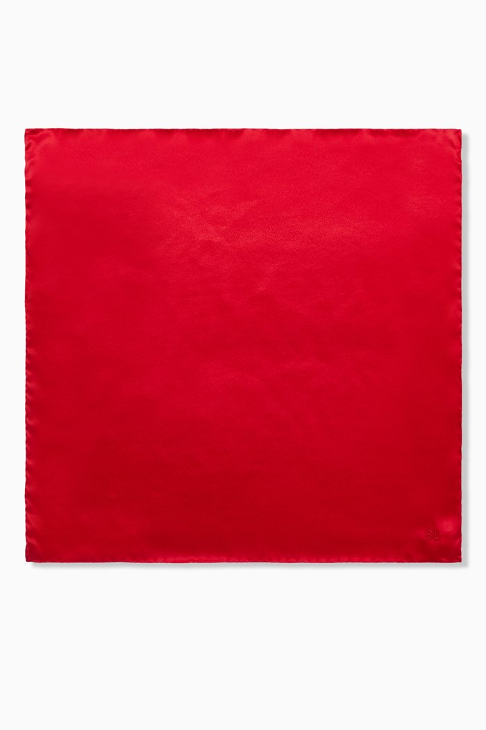 

SL Pocket Square Scarf in Silk Satin, Red