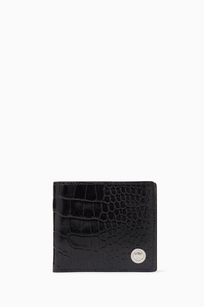 

Medusa Biggie Zip Card Case in Croc-embossed Leather, Multicolour
