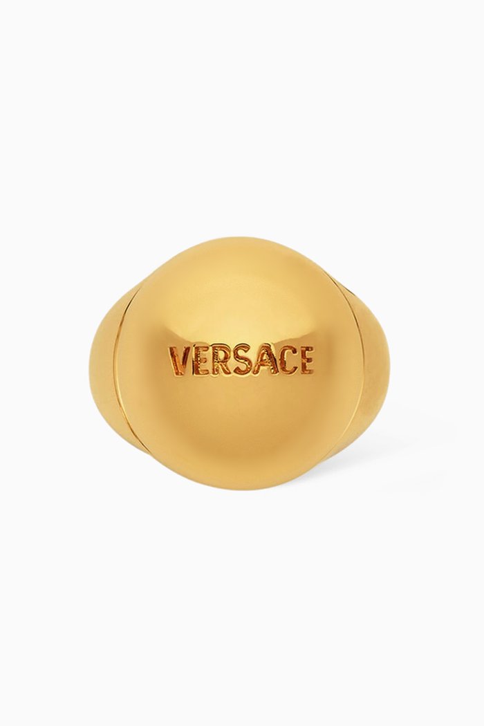 

Engraved Logo Sphere Ring in Metal, Gold
