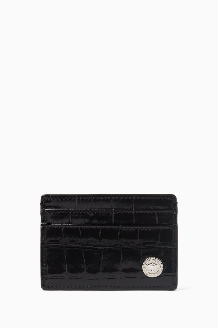 

Medusa Biggie Card Case in Croc-embossed Leather, Multicolour