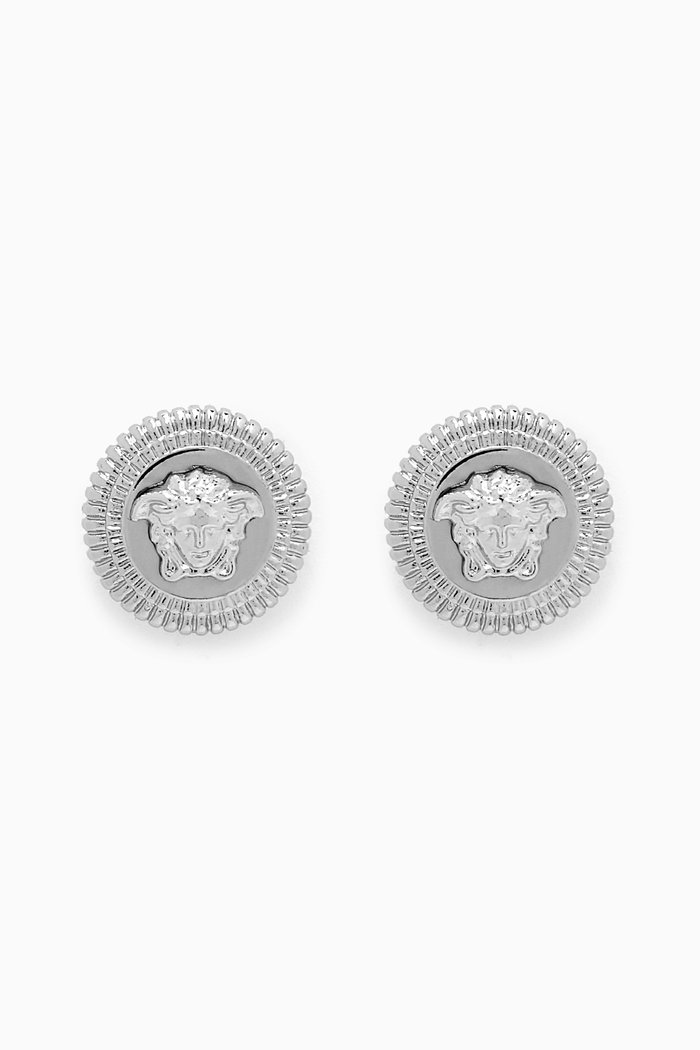 

Medusa Head Stud Earrings in Metal, Silver