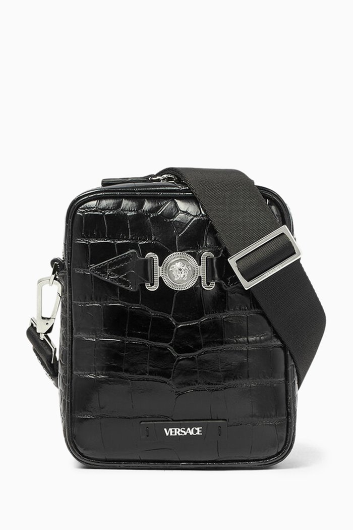 

Medusa Biggie Crossbody Bag in Croc-embossed Leather, Multicolour