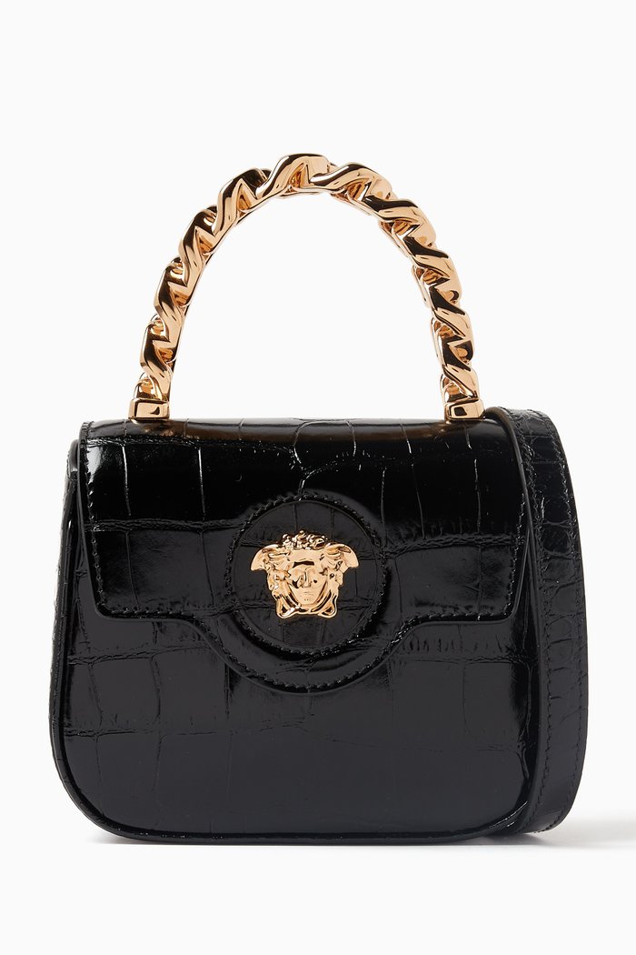 

Mini La Medusa Top-handle Bag in Croc-embossed Leather, Multicolour