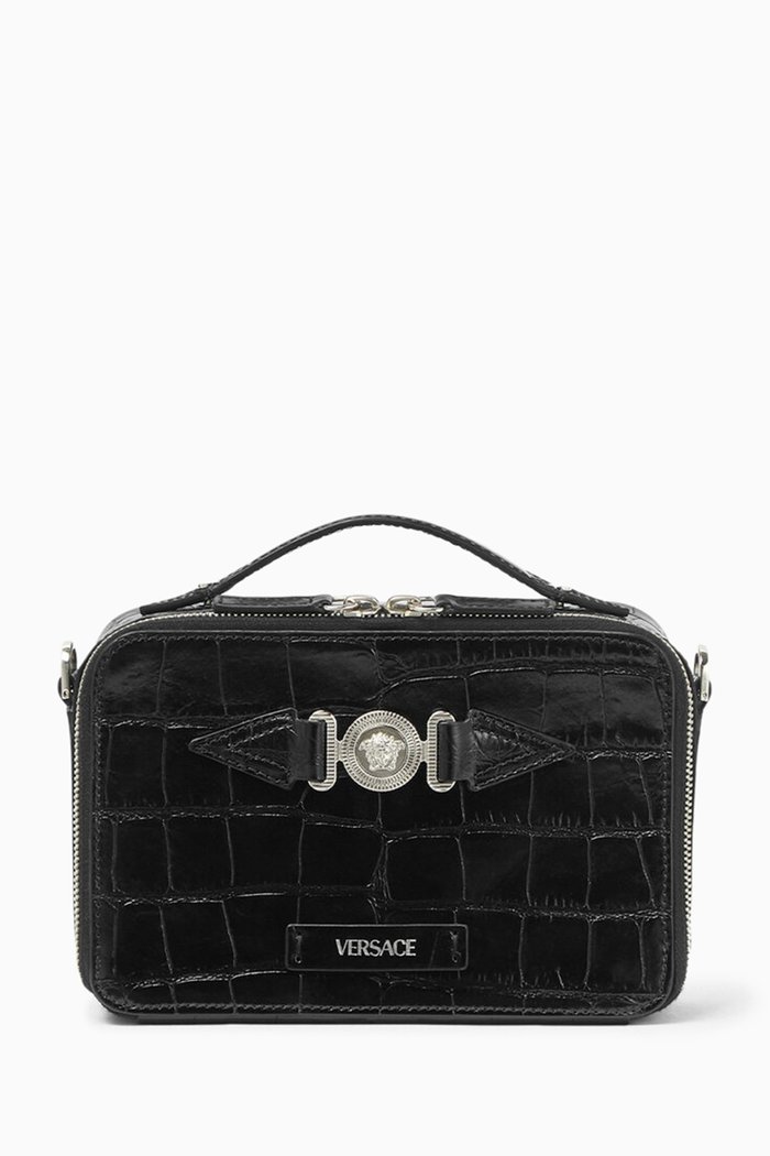 

Medusa Biggie Messenger Bag in Croc-embossed Leather, Multicolour