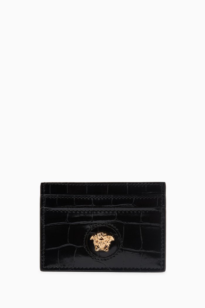 

La Medusa Card Case in Croc-embossed Leather, Multicolour