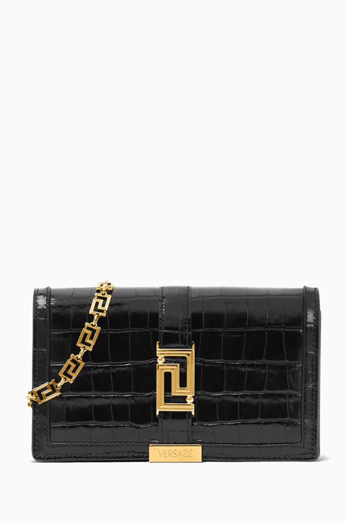 

Greca Goddess Mini Bag in Croc-embossed Leather, Multicolour