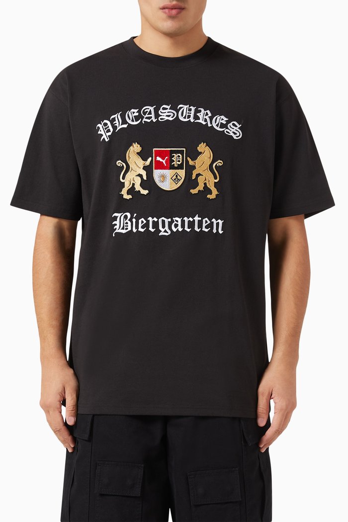 

x Pleasures Embroidered T-shirt in Cotton-jersey, Black