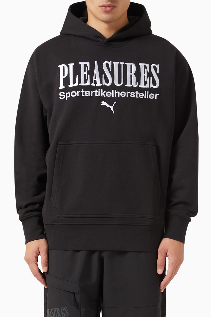 

x Pleasures Embroidered Hoodie in French Terry, Black