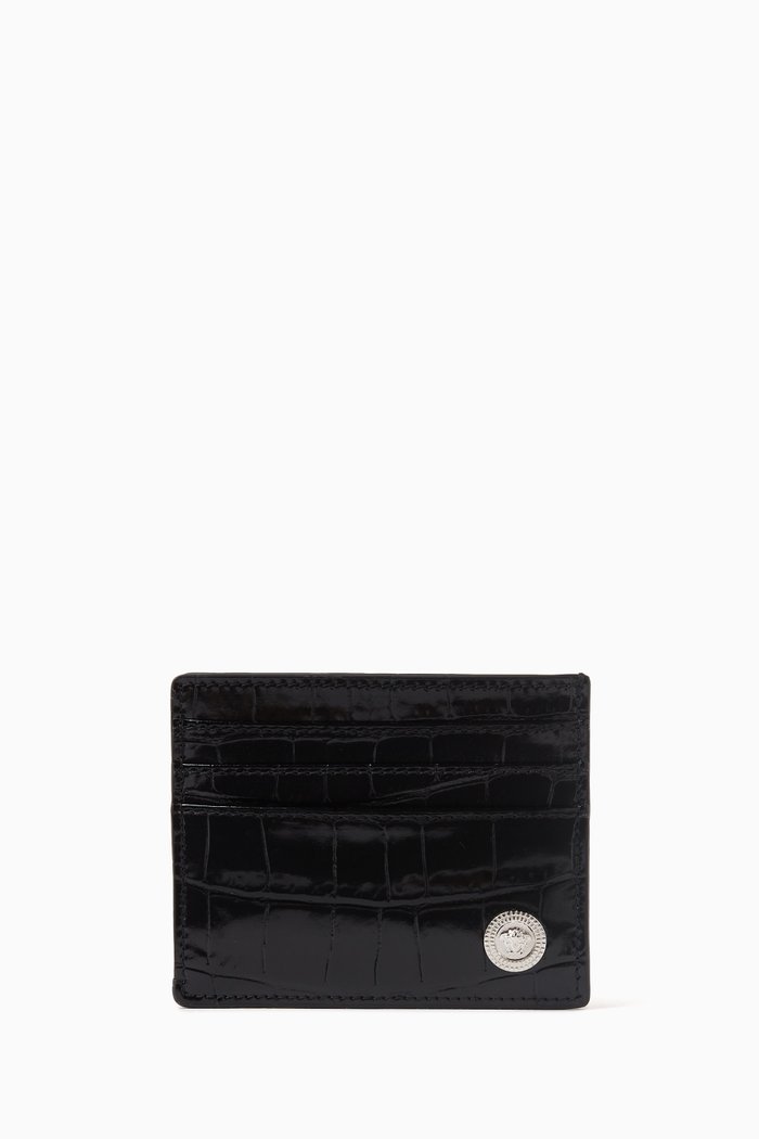 

Medusa Biggie Card Case in Croc-embossed Leather, Multicolour