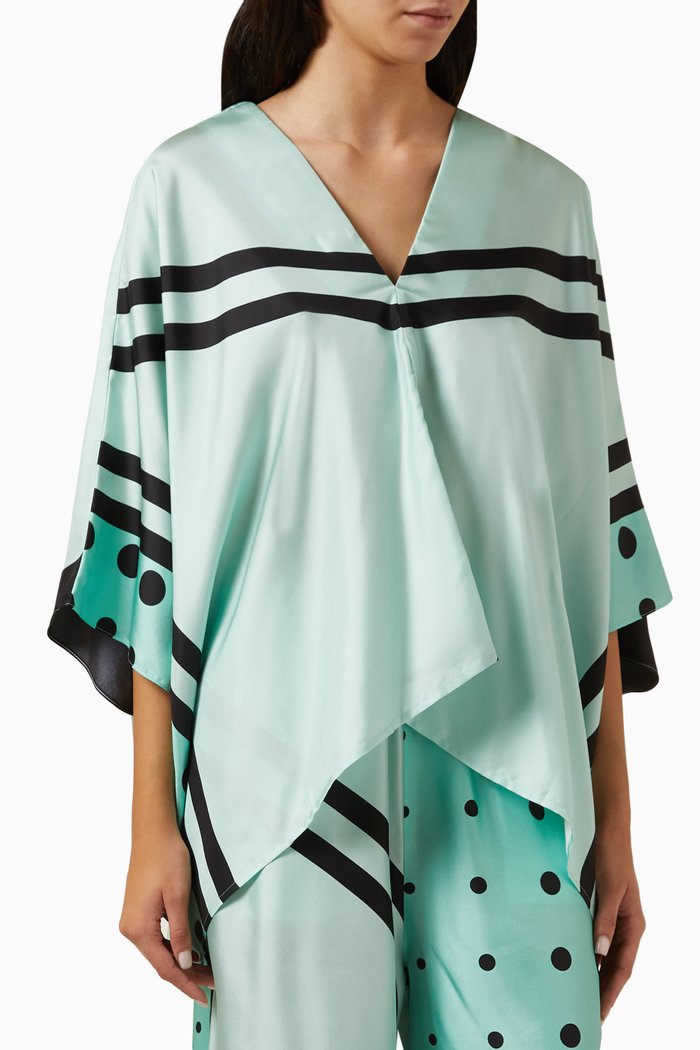 

Luciana Majorca Scarf Top in Silk Twill, Blue