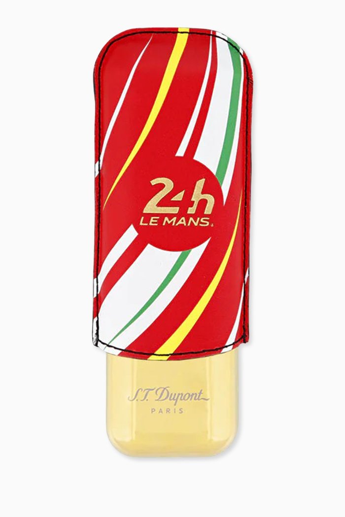 

x 24 Hours of Le Mans Double Cigar Case in Smooth Leather & Metal, Red