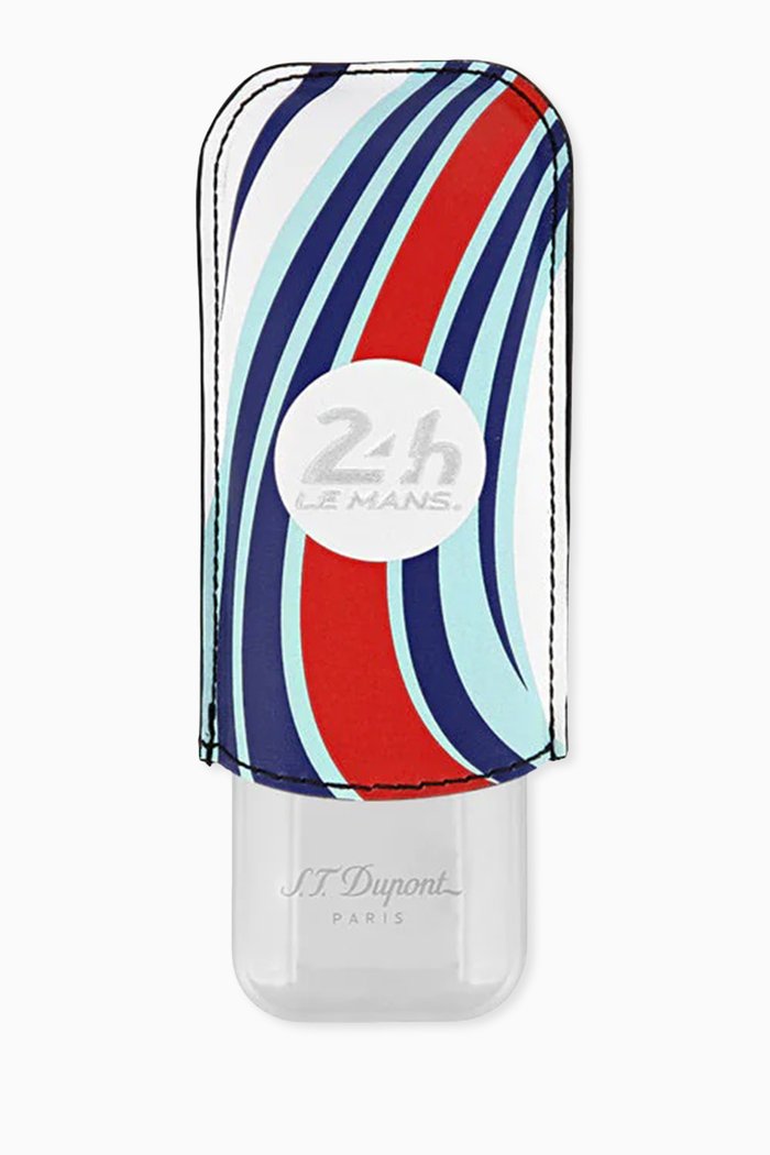 

x 24 Hours of Le Mans Double Cigar Case in Smooth Leather & Metal, Blue