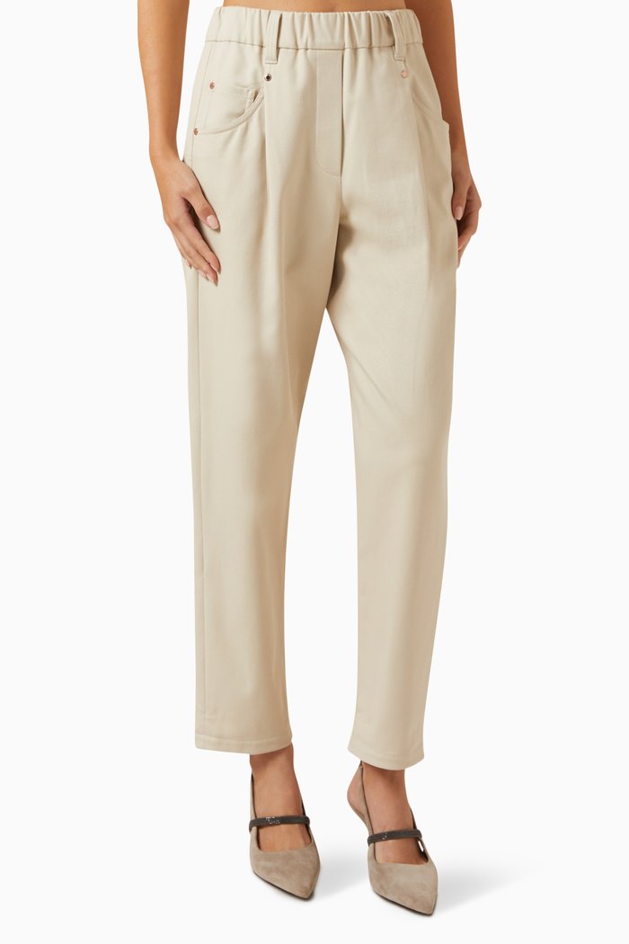 

Straight-leg Pants in Stretch-cotton, Neutral