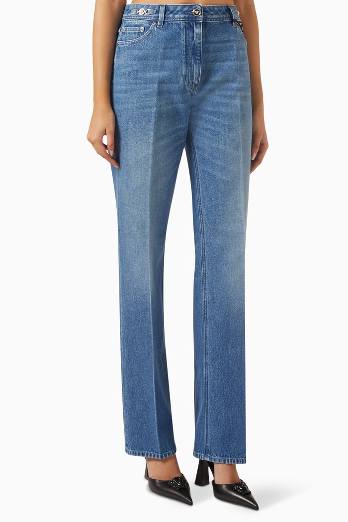 

Stone-washed Straight-fit Jeans, Blue