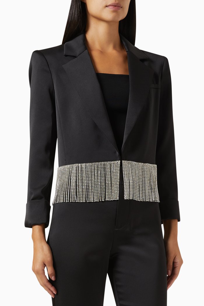 Shan Crystal-fringe Blazer, Black