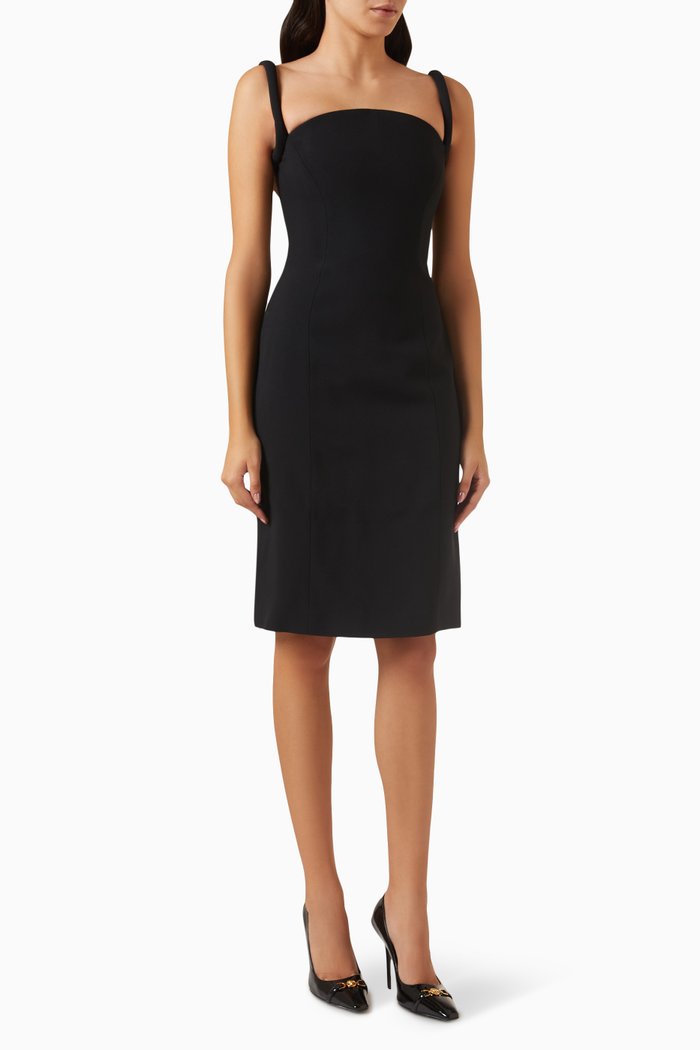 Pencil Midi Dress in Envers Satin-crepe, Black