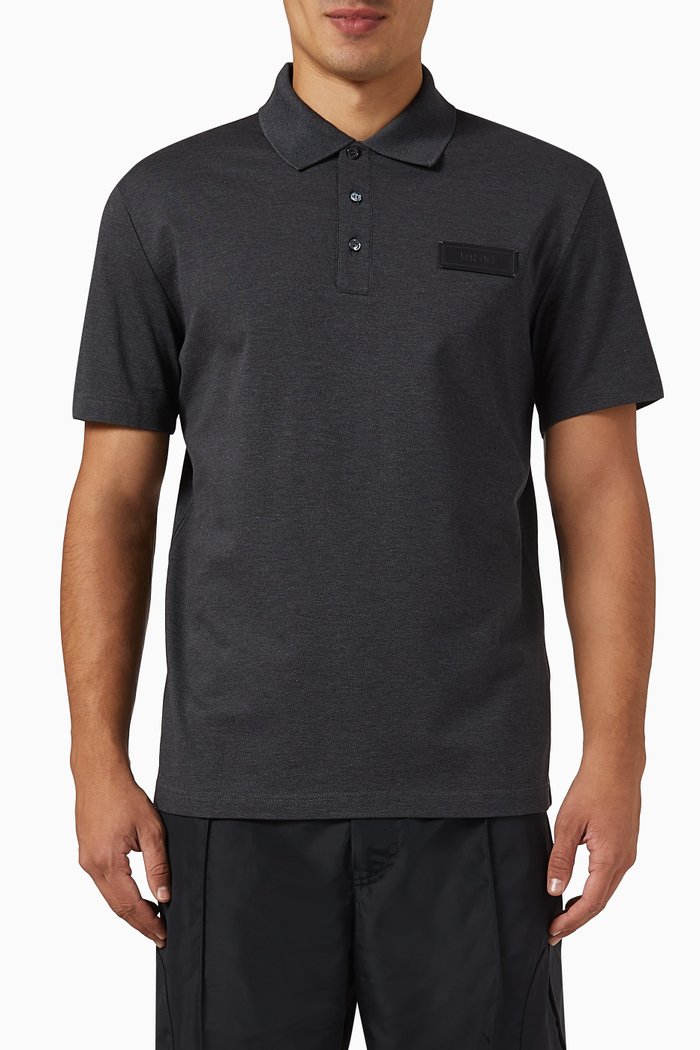 

Logo Polo T-shirt in Organic Cotton-piqué, Grey