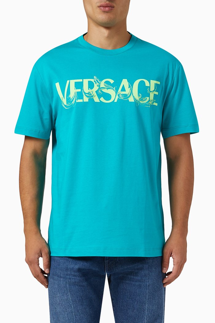 

Barocco Silhouette Logo T-shirt in Jersey, Green