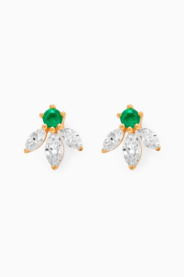 

Pixie Wings Diamond & Emerald Stud Earrings in 18kt Gold, Green