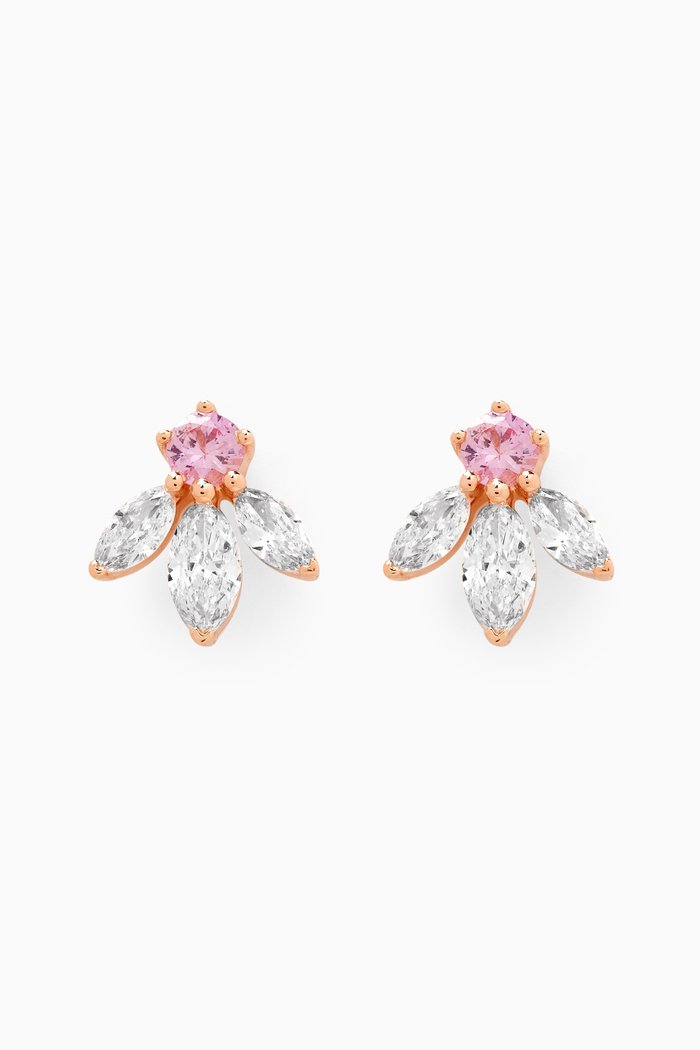

Pixie Wings Diamond & Sapphire Stud Earrings in 18kt Rose Gold, Pink