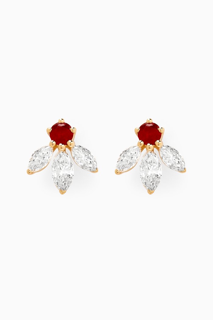 

Pixie Wings Diamond & Ruby Stud Earrings in 18kt Gold, Red
