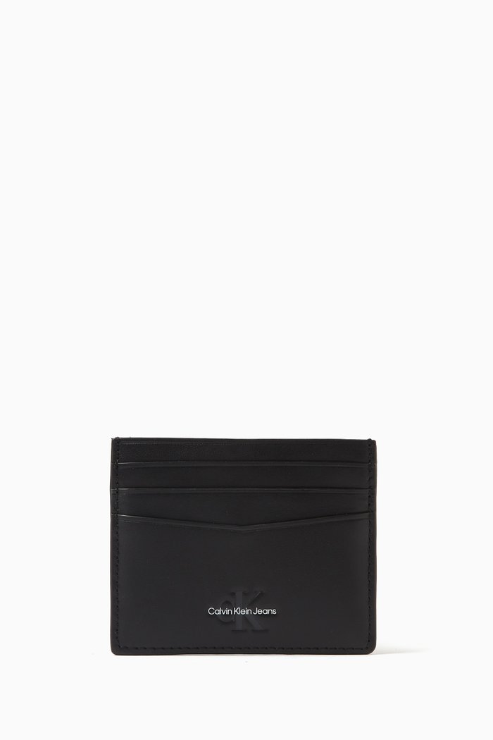 

Monogram Card Holder in Leather, Black