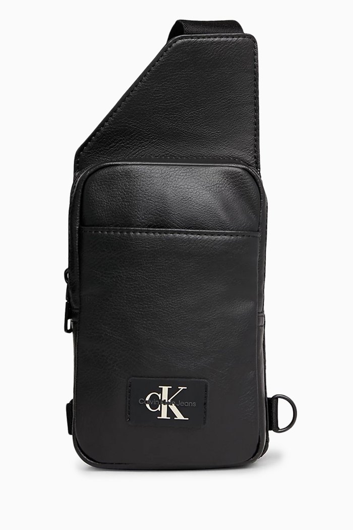 

Crossbody Phone Bag in Faux Leather, Black