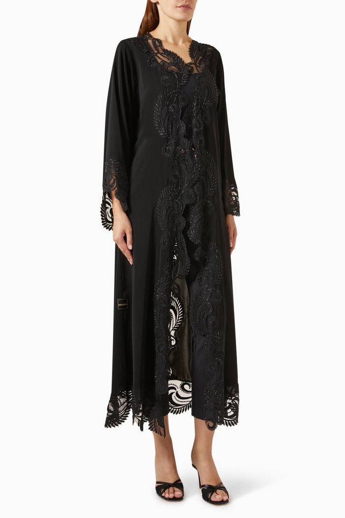 

Embroidered Abaya in Nada, Black