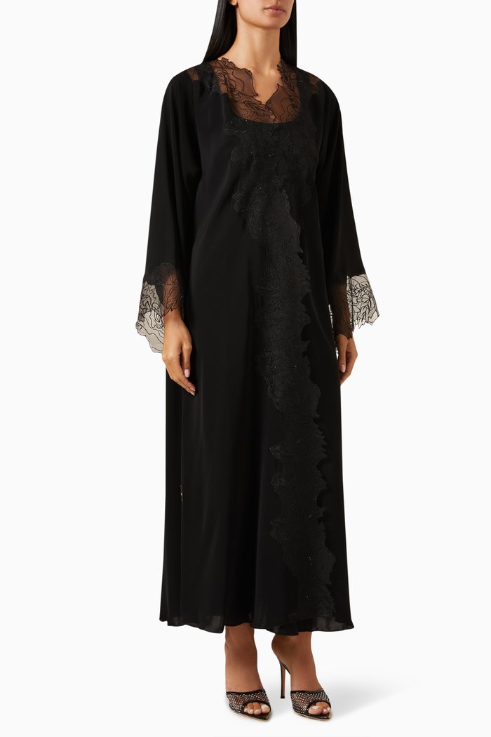 

Lace-embroidered Abaya, Black