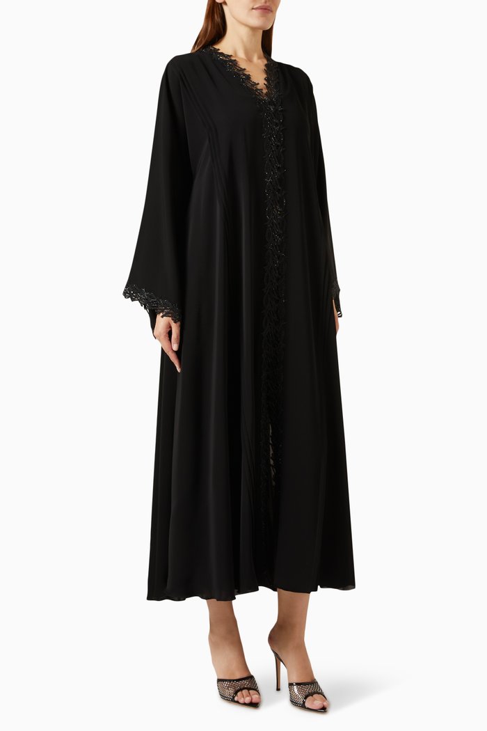 

Embroidered Abaya in Nada, Black