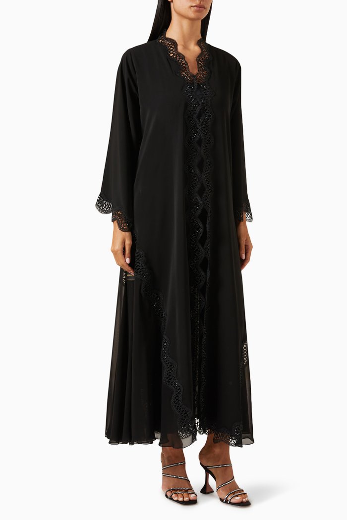 

Lace-embroidered Abaya, Black