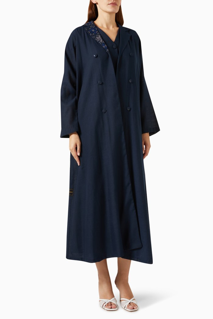 

3-piece Abaya Set in Linen, Blue