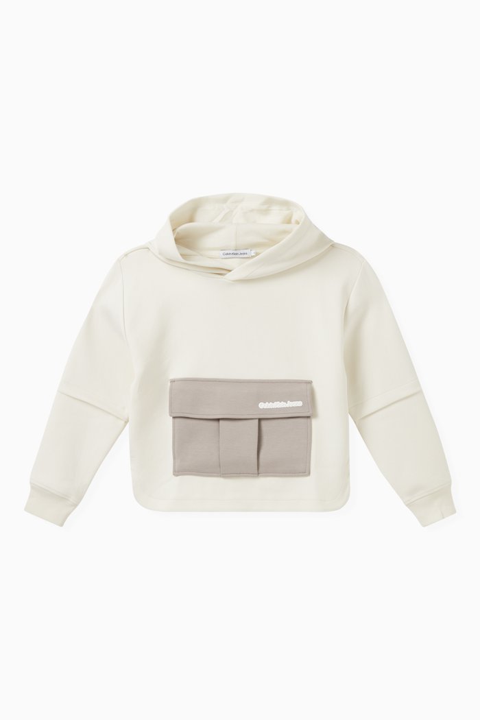 

Colour-Block Hoodie in Organic Cotton Spacer Blend, Neutral