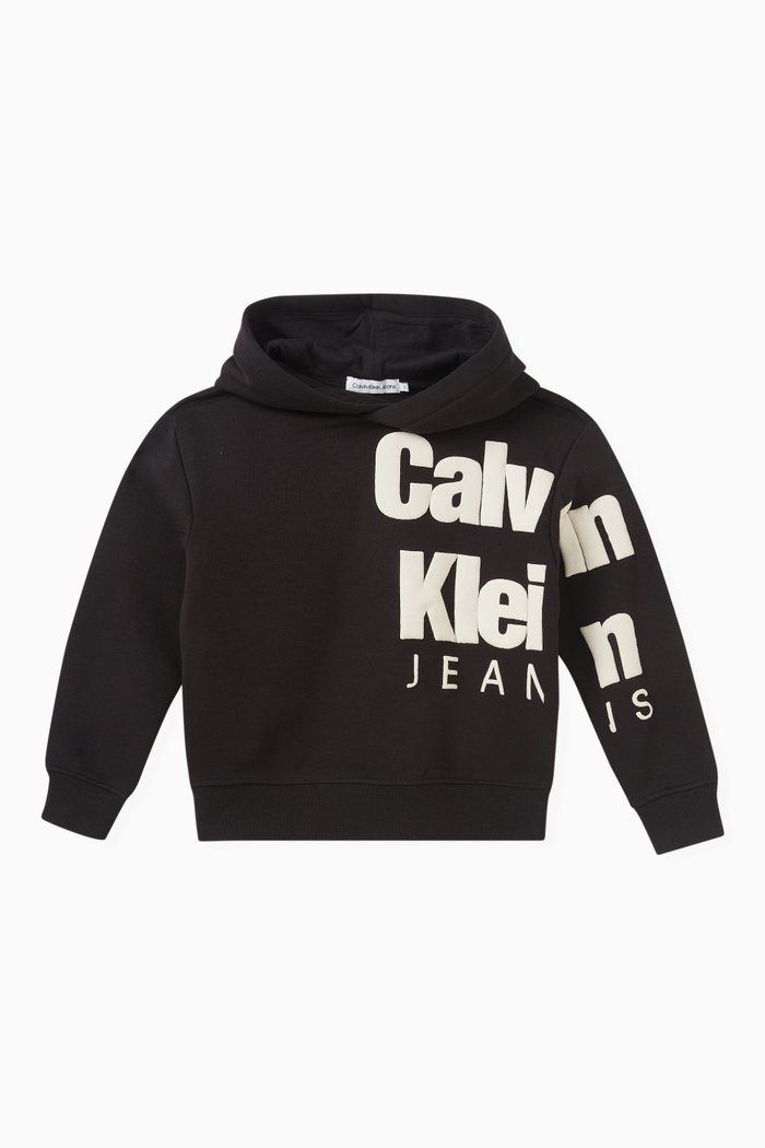 

Blown-Up Logo Hoodie in Cotton Fleece, Black