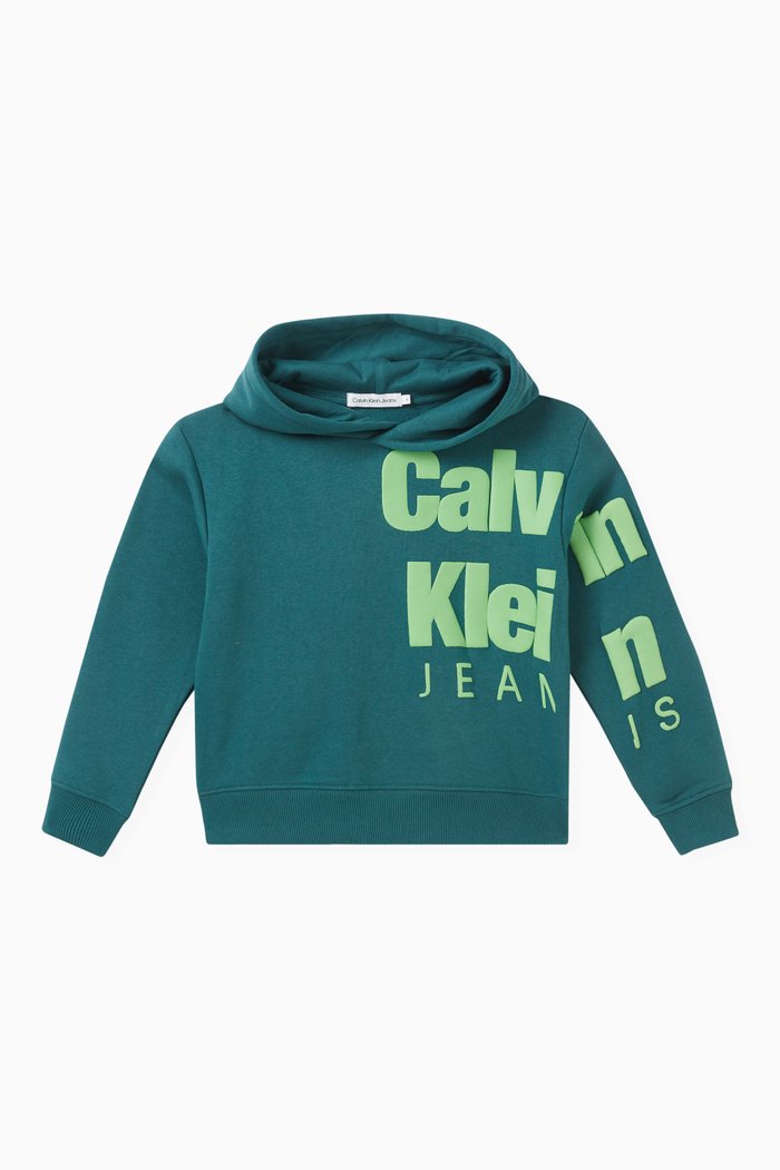 

Blown-Up Logo Hoodie in Cotton Fleece, Green