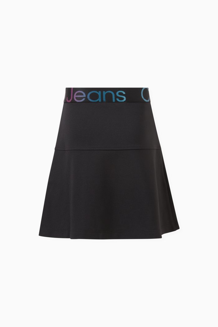 

Flared Logo Skirt in Viscose-jersey, Black
