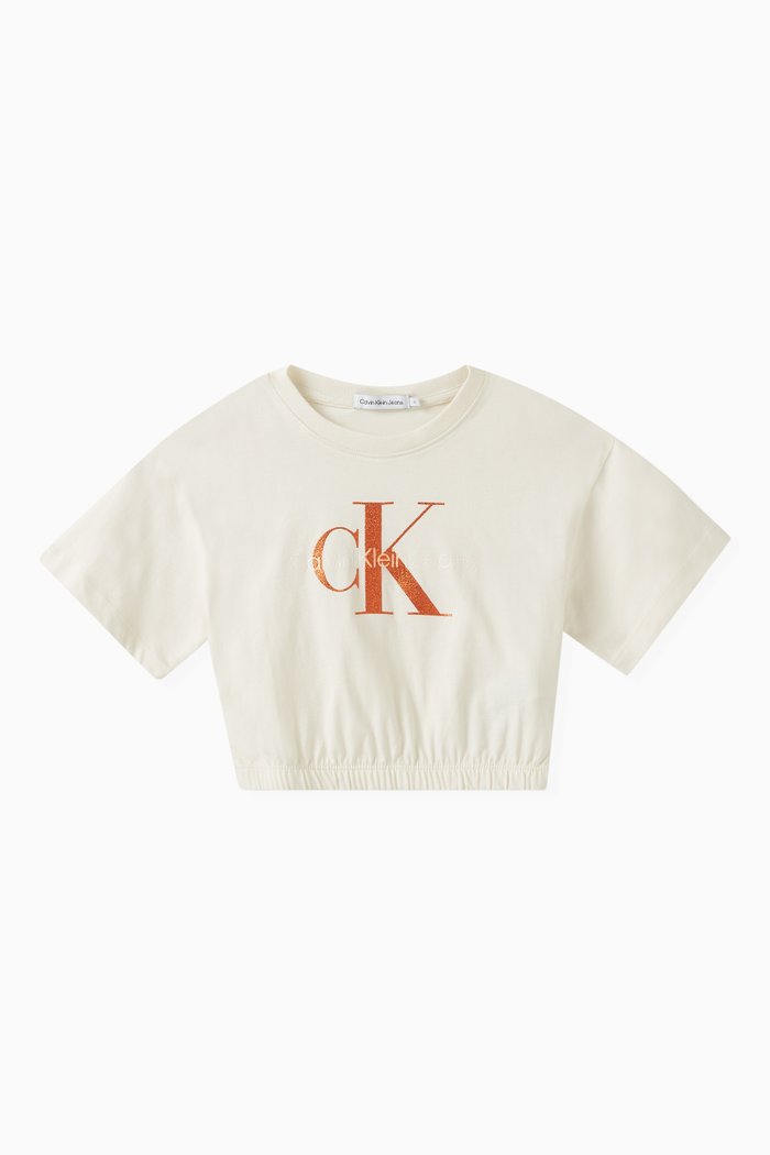 

Boxy Waisted Logo T-shirt in Cotton-jersey, Neutral