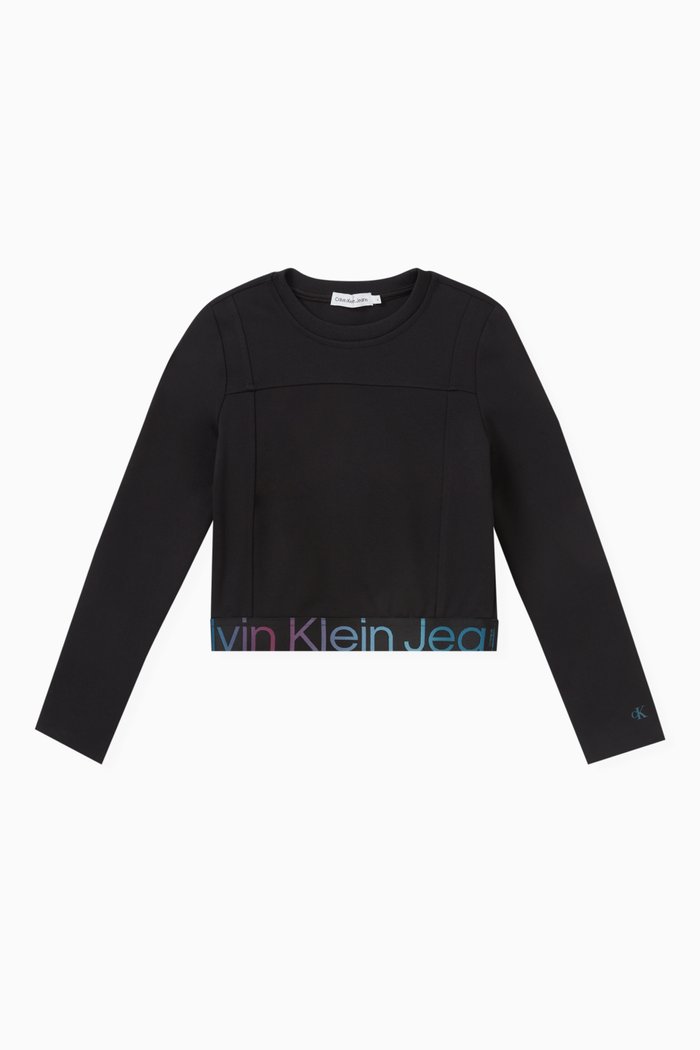 

Slim-fit Logo Top in Viscose-jersey, Black